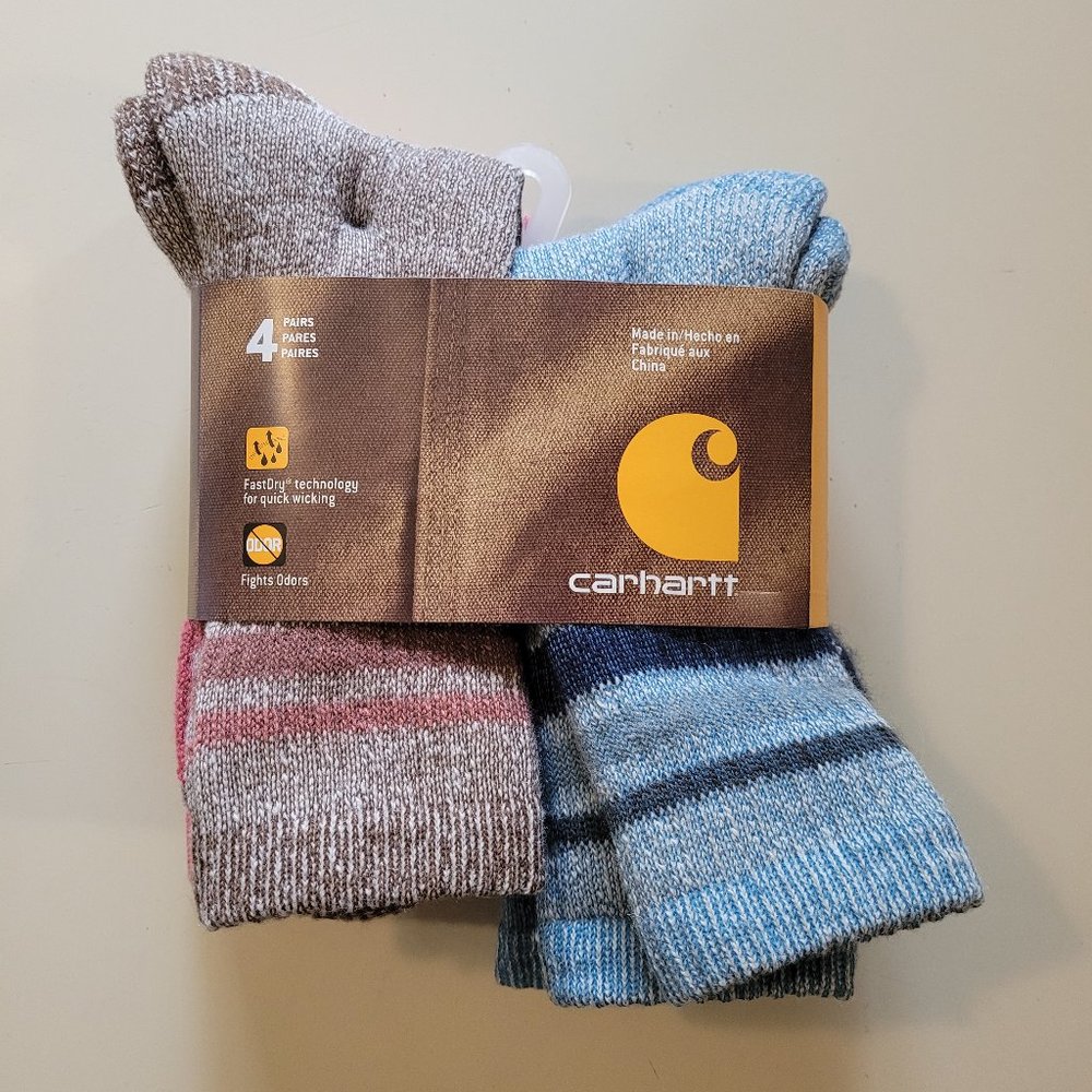 Carhartt 4 Pairs Women's Crew Socks Medium Shoe Size